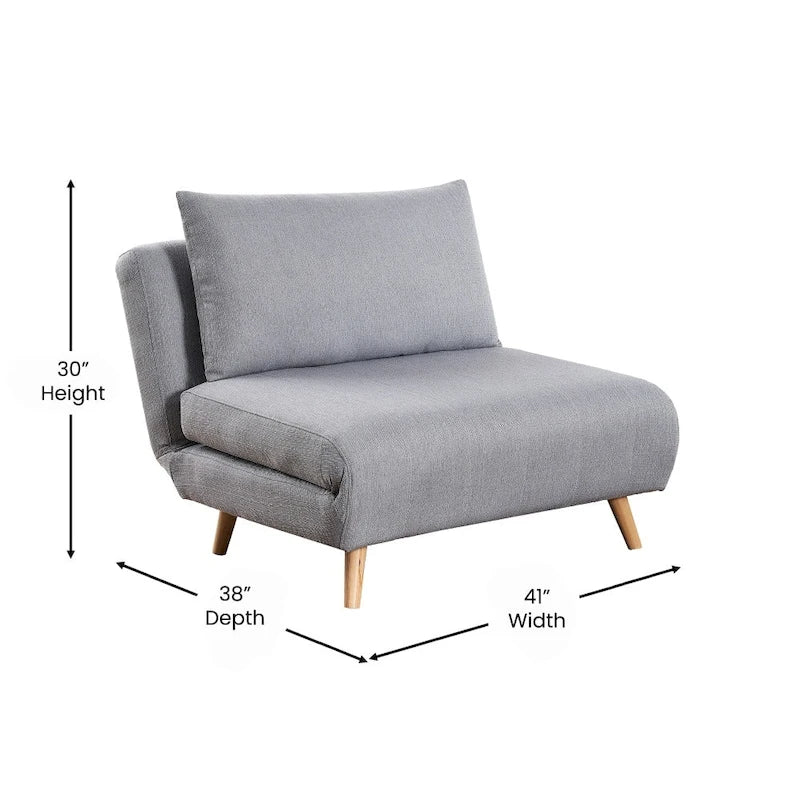 Fauteuil-lit convertible 3-en-1, une place, gris clair / crème / marron / gris foncé