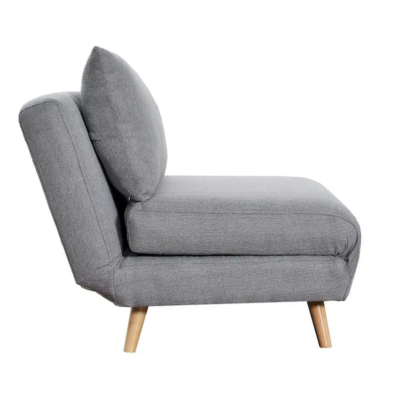 Fauteuil-lit convertible 3-en-1, une place, gris clair / crème / marron / gris foncé