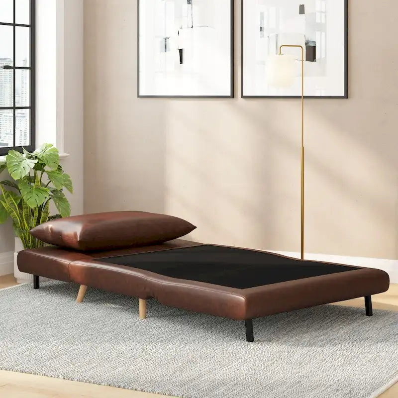 Fauteuil-lit convertible 3-en-1, une place, gris clair / crème / marron / gris foncé