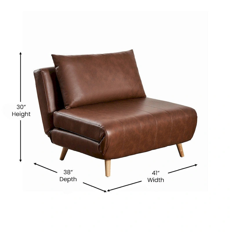 Fauteuil-lit convertible 3-en-1, une place, gris clair / crème / marron / gris foncé