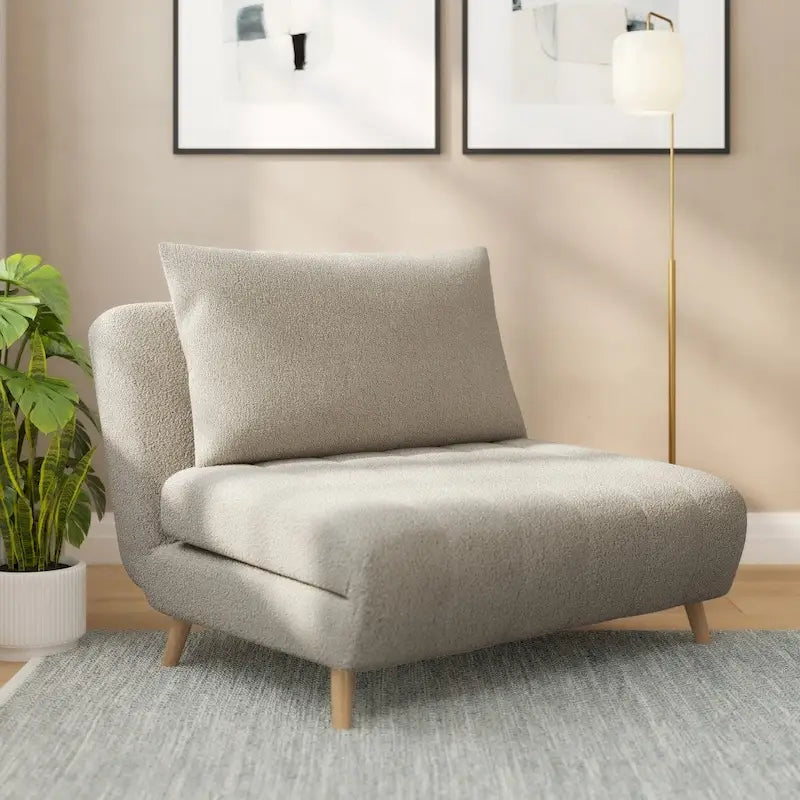 Fauteuil-lit convertible 3-en-1, une place, gris clair / crème / marron / gris foncé