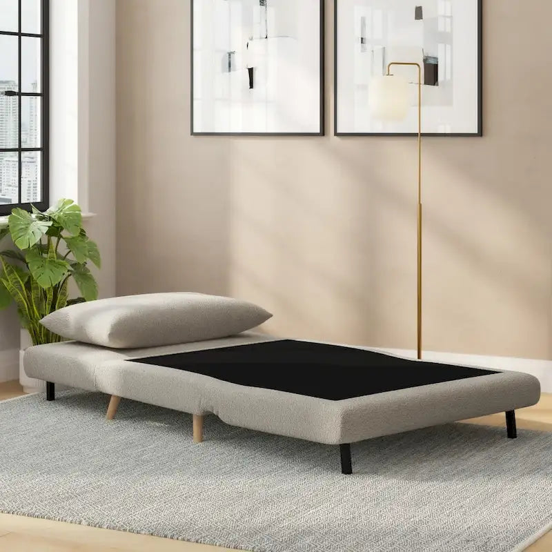 Fauteuil-lit convertible 3-en-1, une place, gris clair / crème / marron / gris foncé