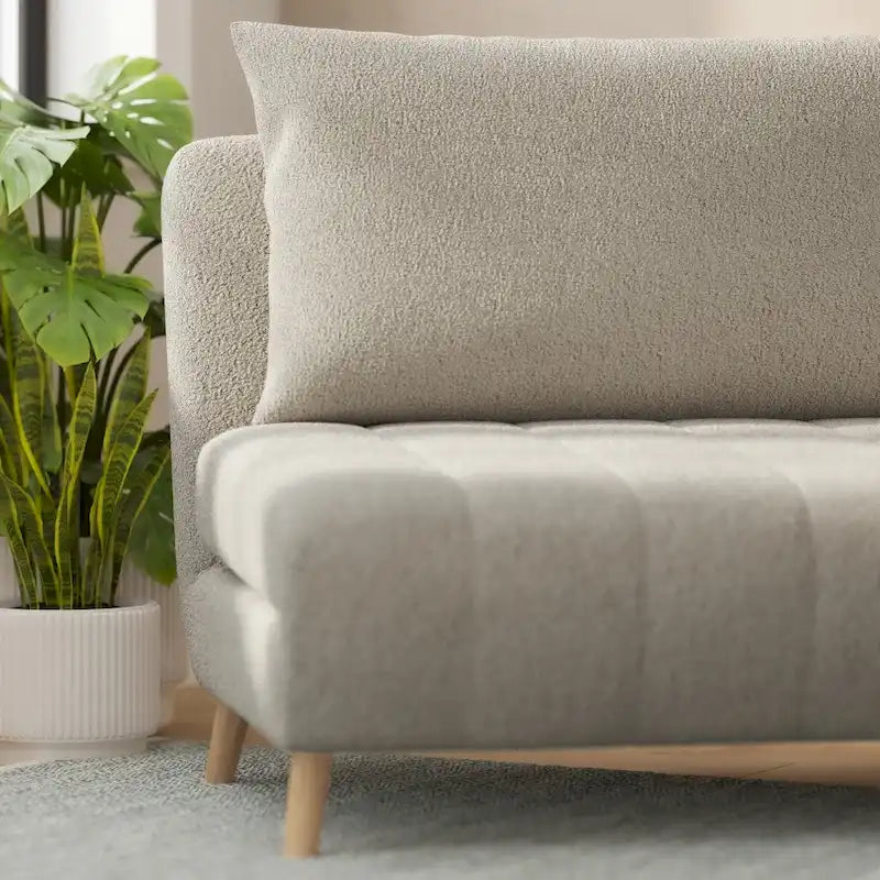Fauteuil-lit convertible 3-en-1, une place, gris clair / crème / marron / gris foncé