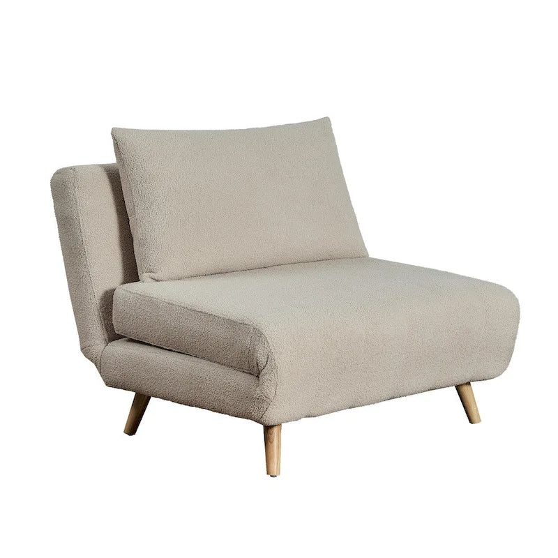 Fauteuil-lit convertible 3-en-1, une place, gris clair / crème / marron / gris foncé