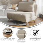Fauteuil-lit convertible 3-en-1, une place, gris clair / crème / marron / gris foncé