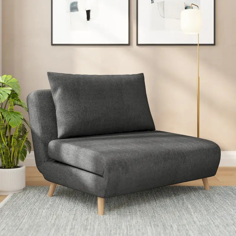 Fauteuil-lit convertible 3-en-1, une place, gris clair / crème / marron / gris foncé