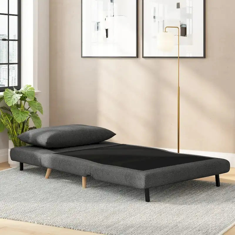 Fauteuil-lit convertible 3-en-1, une place, gris clair / crème / marron / gris foncé