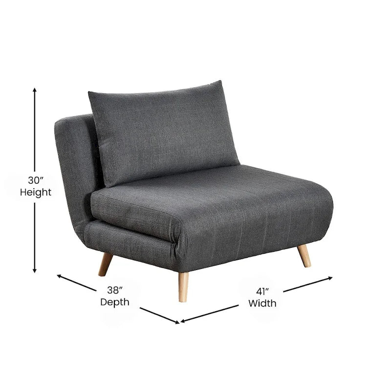 Fauteuil-lit convertible 3-en-1, une place, gris clair / crème / marron / gris foncé