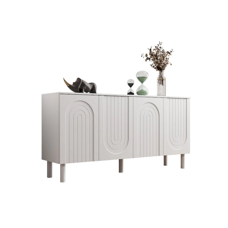 Buffet blanc avec portes escamotables et tiroir