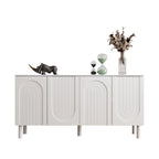 Buffet blanc avec portes escamotables et tiroir