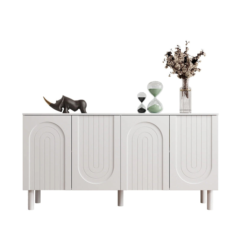 Buffet blanc avec portes escamotables et tiroir
