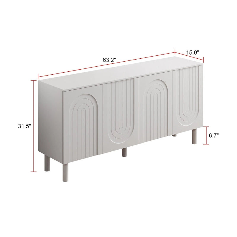 Buffet blanc avec portes escamotables et tiroir