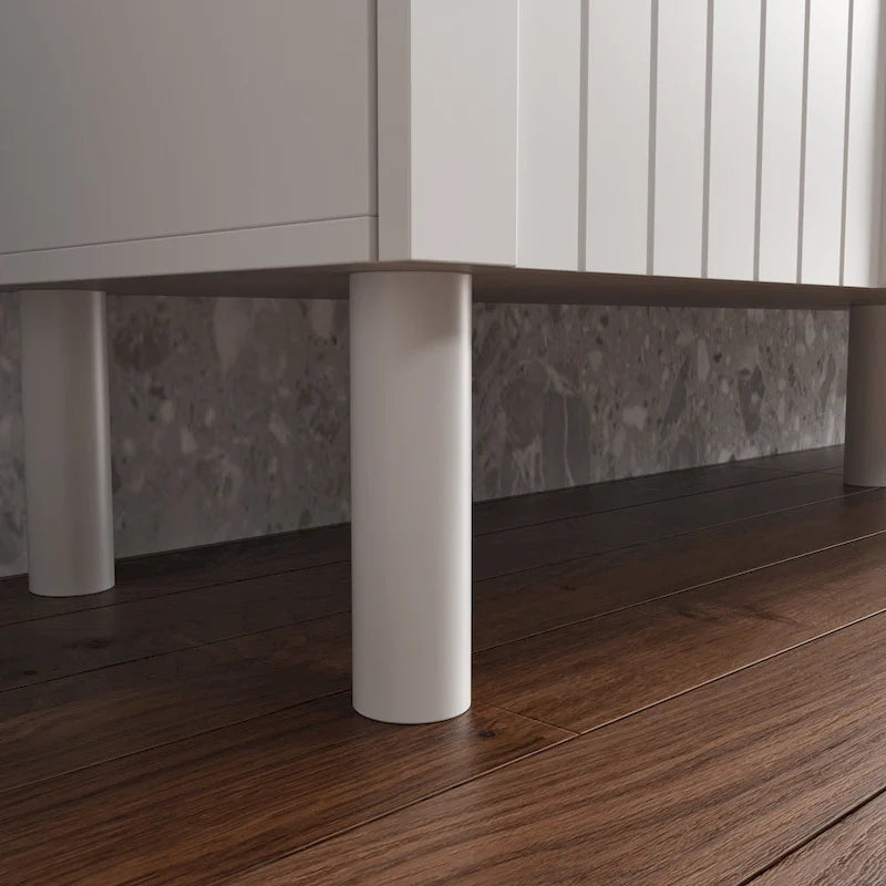 Buffet blanc avec portes escamotables et tiroir