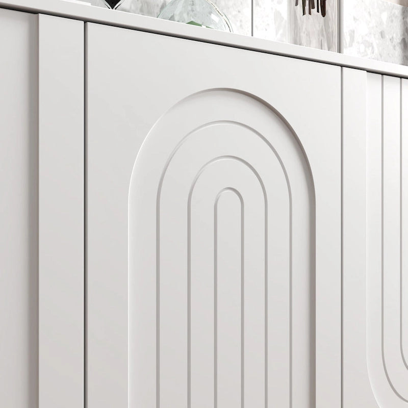 Buffet blanc avec portes escamotables et tiroir