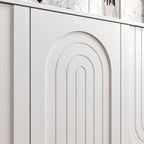 Buffet blanc avec portes escamotables et tiroir