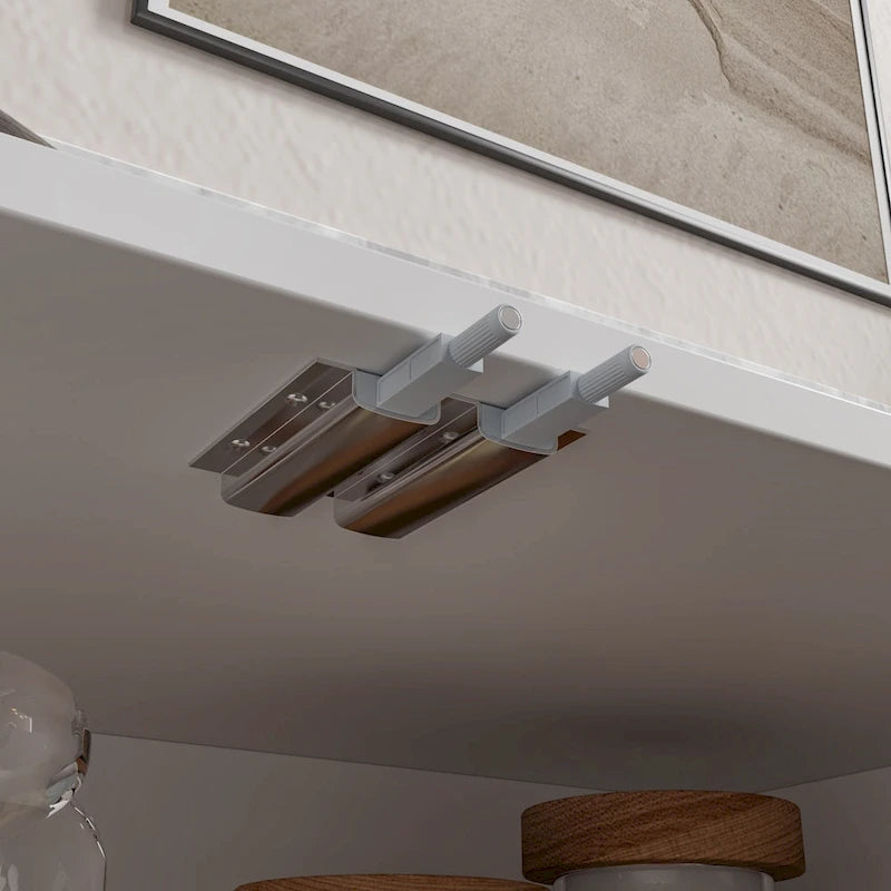 Buffet blanc avec portes escamotables et tiroir