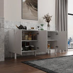 Buffet blanc avec portes escamotables et tiroir