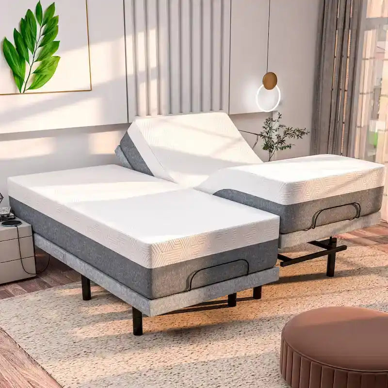 Base de lit ajustable et matelas en mousse à mémoire de forme et gel rafraîchissant de 35,5 cm – Jusqu'à 2 dormeurs