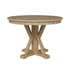 Table de salle à manger ronde de style campagnard, naturelle et blanche, 4 places