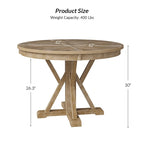 Table de salle à manger ronde de style campagnard, naturelle et blanche, 4 places