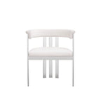 Chaise de salle à manger individuelle en cuir vegan blanc et acier inoxydable