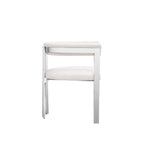 Chaise de salle à manger individuelle en cuir vegan blanc et acier inoxydable