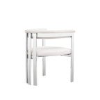 Chaise de salle à manger individuelle en cuir vegan blanc et acier inoxydable