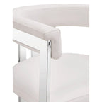 Chaise de salle à manger individuelle en cuir vegan blanc et acier inoxydable