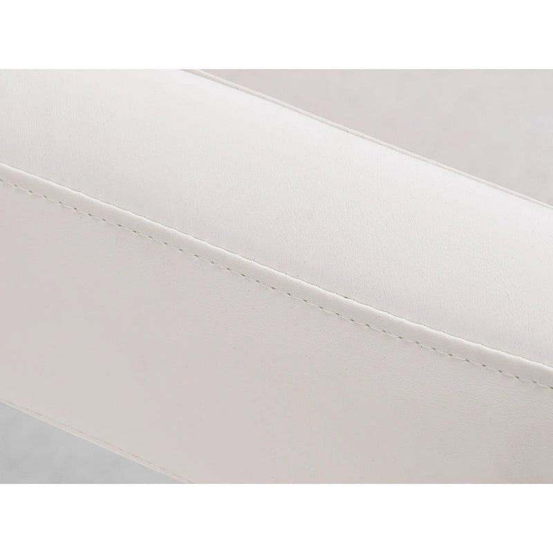 Chaise de salle à manger individuelle en cuir vegan blanc et acier inoxydable