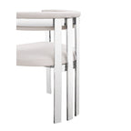 Chaise de salle à manger individuelle en cuir vegan blanc et acier inoxydable