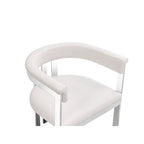 Chaise de salle à manger individuelle en cuir vegan blanc et acier inoxydable