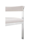 Chaise de salle à manger individuelle en cuir vegan blanc et acier inoxydable