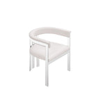 Chaise de salle à manger individuelle en cuir vegan blanc et acier inoxydable