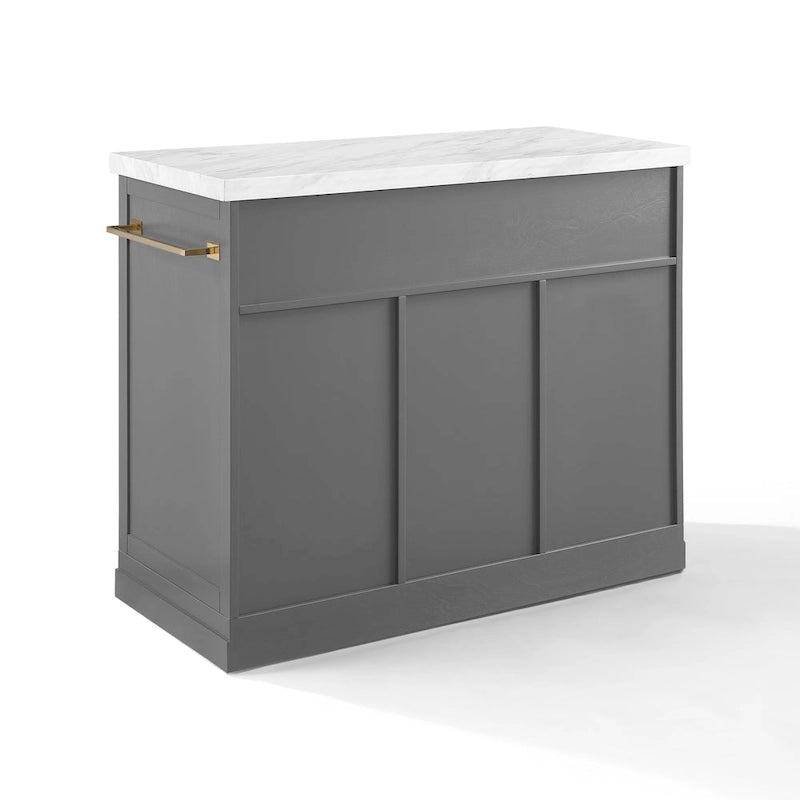 Îlot de cuisine fixe avec plateau en marbre gris