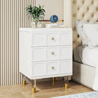 Table de chevet blanche et dorée à 3 tiroirs, simple, table d'appoint pour chambre et salon