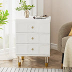 Table de chevet blanche et dorée à 3 tiroirs, simple, table d'appoint pour chambre et salon