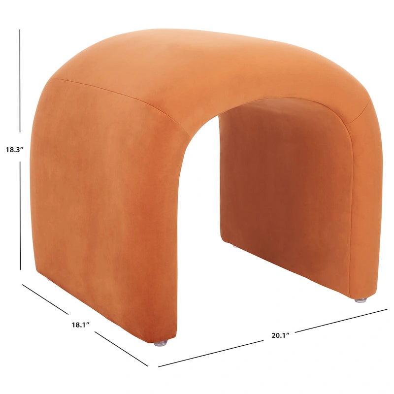 Ottoman en velours courbé Waterfall – Une place, disponible en 10 coloris