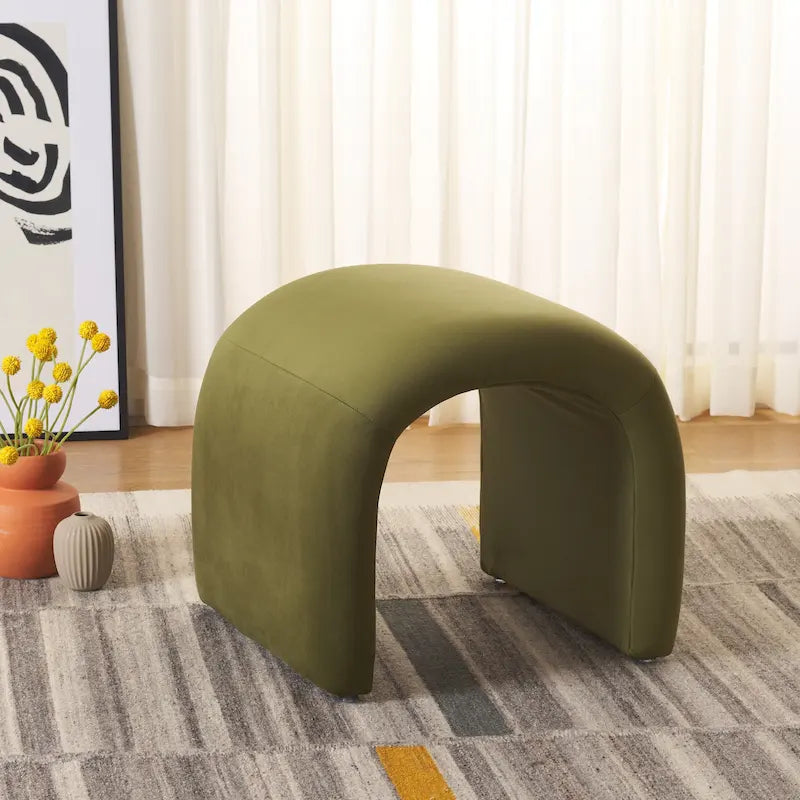 Ottoman en velours courbé Waterfall – Une place, disponible en 10 coloris