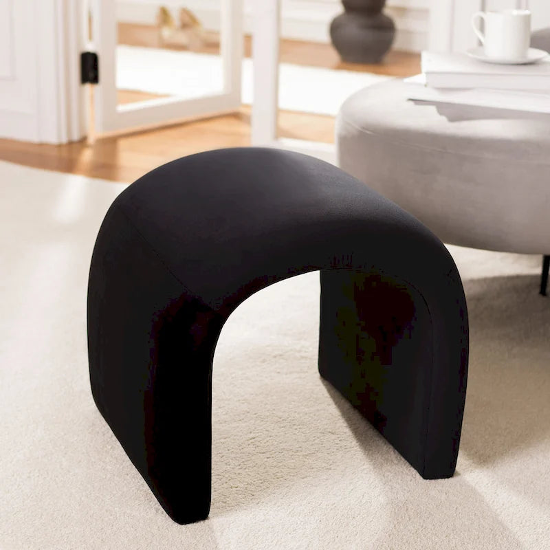 Ottoman en velours courbé Waterfall – Une place, disponible en 10 coloris