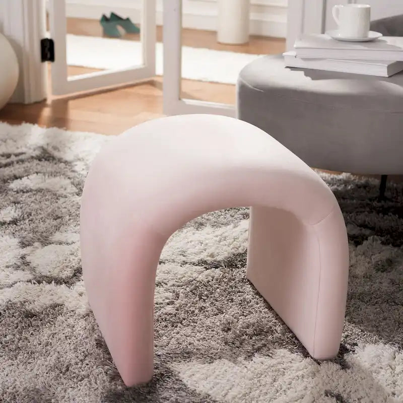 Ottoman en velours courbé Waterfall – Une place, disponible en 10 coloris