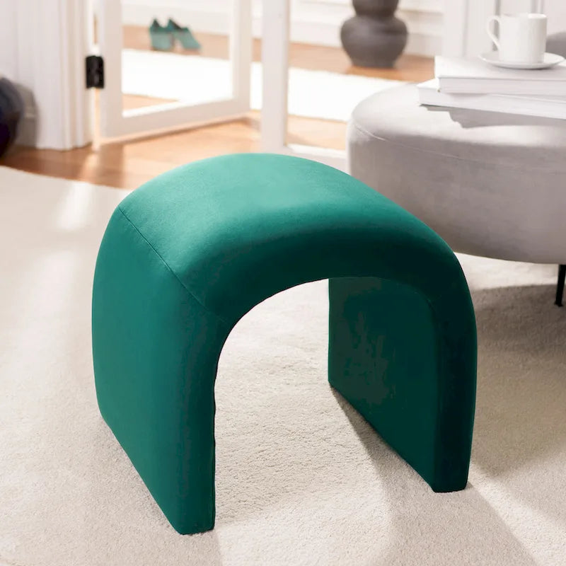 Ottoman en velours courbé Waterfall – Une place, disponible en 10 coloris