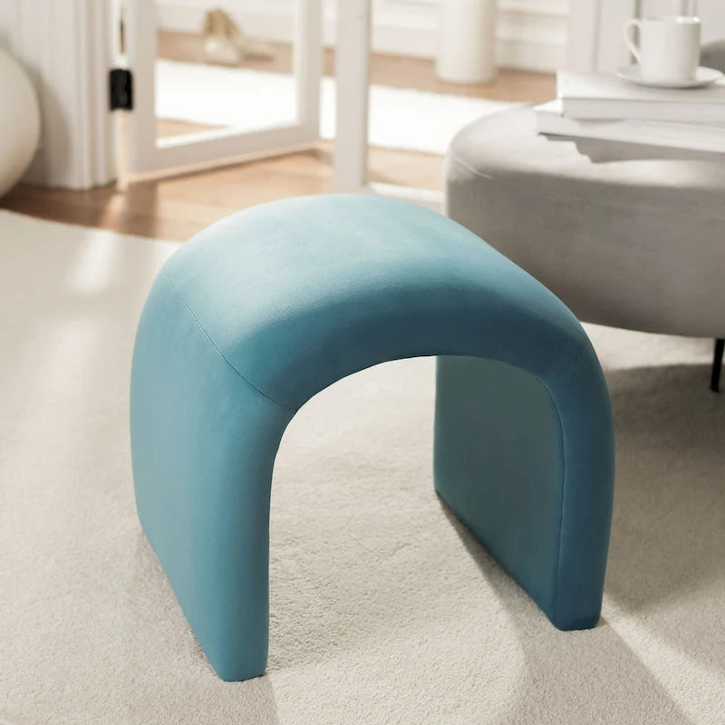 Ottoman en velours courbé Waterfall – Une place, disponible en 10 coloris