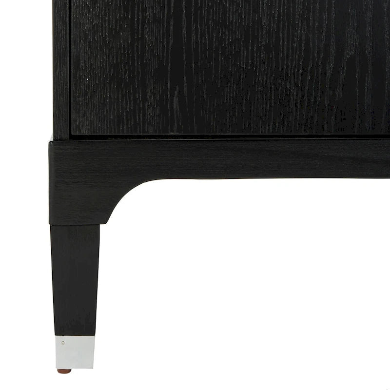 Table de chevet à 3 tiroirs en placage de bois de chêne / noir, 1 personne
