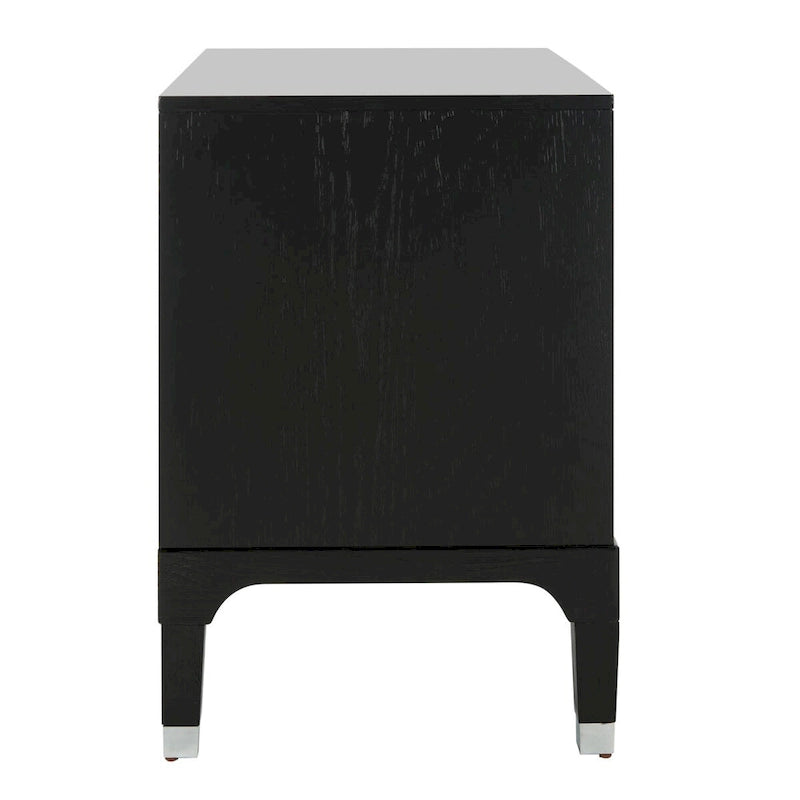 Table de chevet à 3 tiroirs en placage de bois de chêne / noir, 1 personne