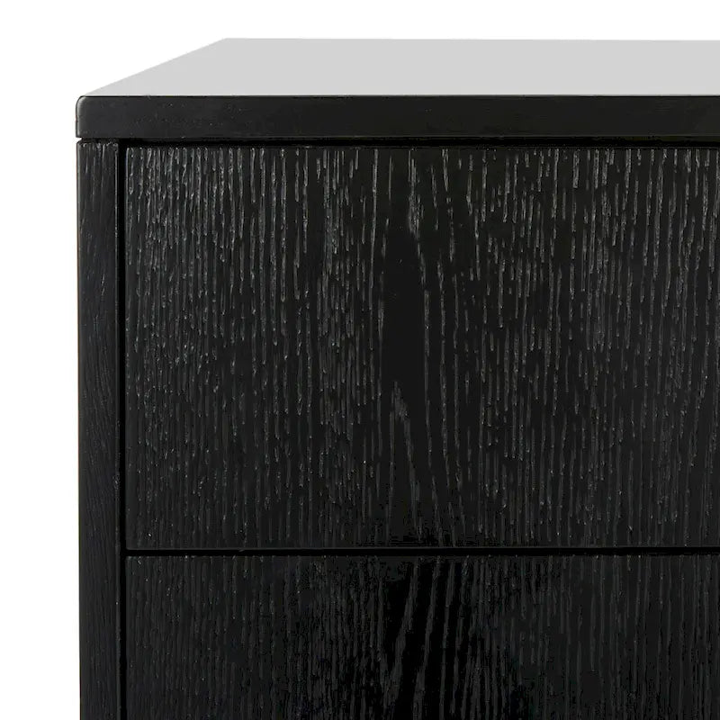 Table de chevet à 3 tiroirs en placage de bois de chêne / noir, 1 personne