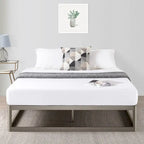 Cadre de lit plateforme en métal gris, profil bas, simple/double/queen/king