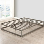 Cadre de lit plateforme en métal gris, profil bas, simple/double/queen/king