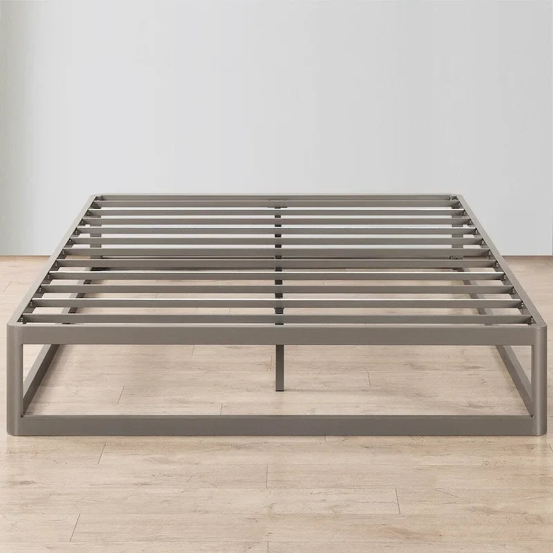 Cadre de lit plateforme en métal gris, profil bas, simple/double/queen/king