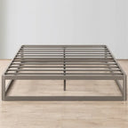 Cadre de lit plateforme en métal gris, profil bas, simple/double/queen/king