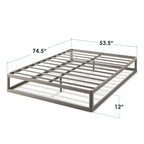 Cadre de lit plateforme en métal gris, profil bas, simple/double/queen/king